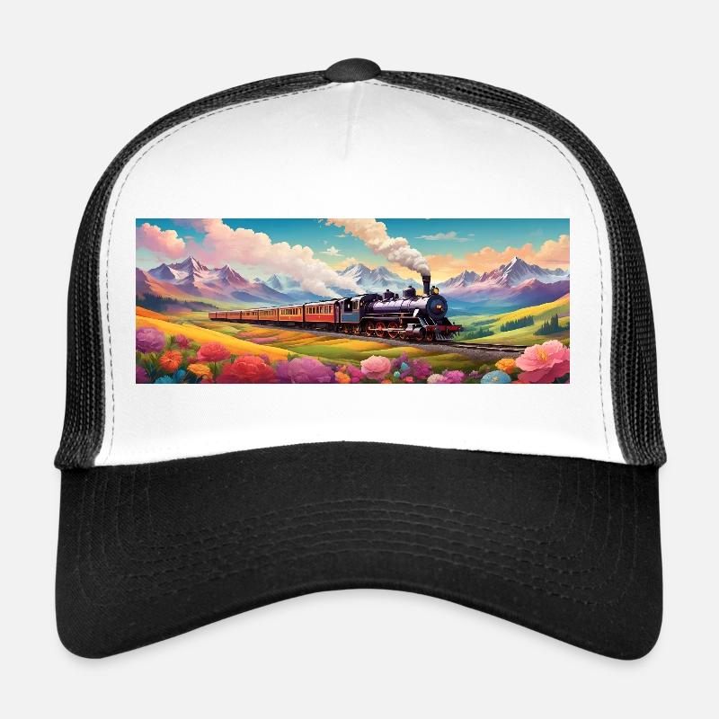 Nostalgischer Eisenbahnzug mit Dampflokomotive Trucker Cap