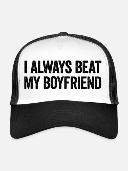 Je frappe toujours mon copain Drôle de copine - Casquette trucker  - blanc/noir - Devant