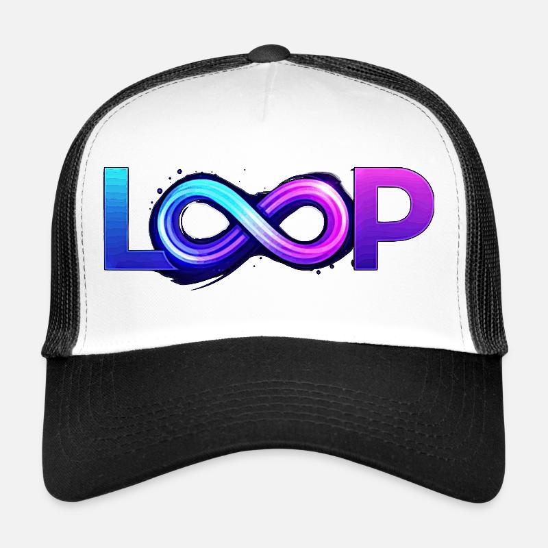 Neon Loop Unendlichkeit - Trucker Cap - Weiß/Schwarz
