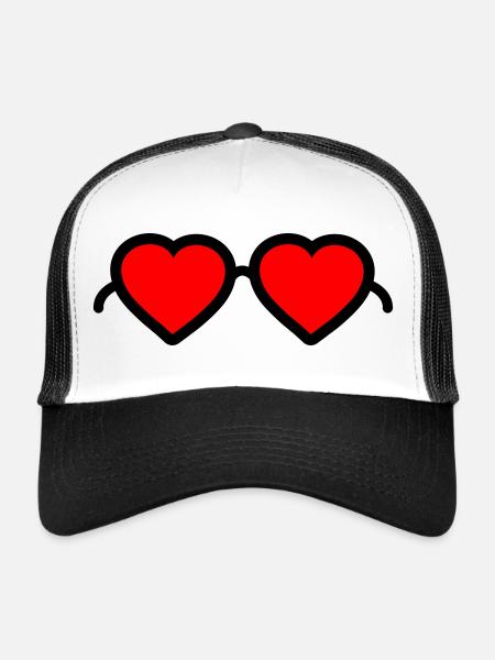 Lunettes pour cœur - Casquette trucker  - blanc/noir - Devant