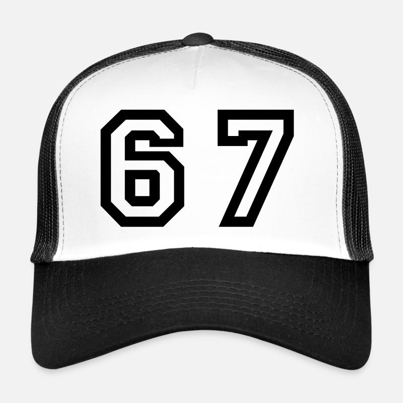 Number - 67 - Sixty Seven - Trucker Cap - Weiß/Schwarz