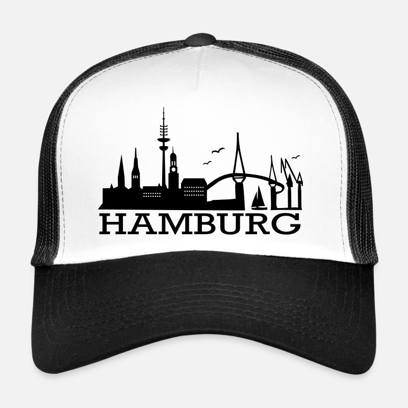 Hamburg Skyline - Trucker Cap - Weiß/Schwarz
