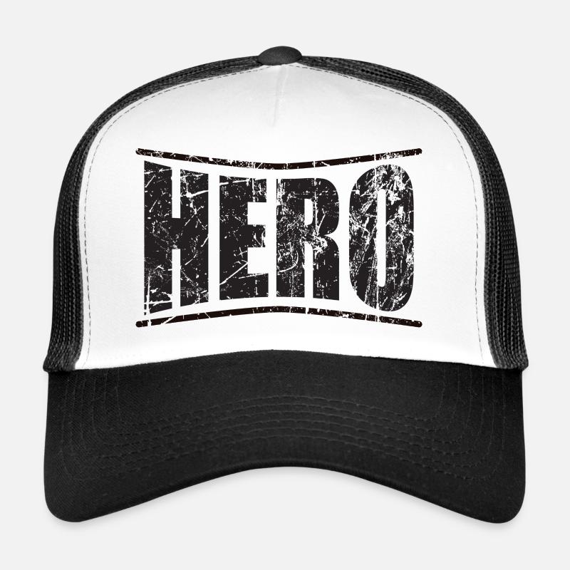 Held Held Held Héroe héros monochromer Text Trucker Cap