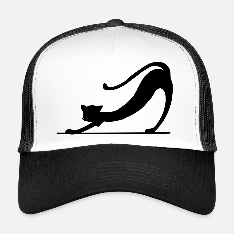 Schwarze Katze Silhouette - Trucker Cap - Weiß/Schwarz