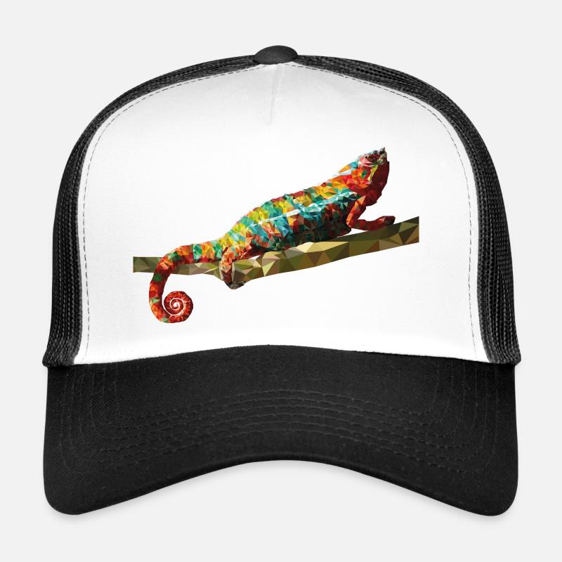 Chameleon Polygon Design Reptile Gift Idea - Trucker Cap - white/black