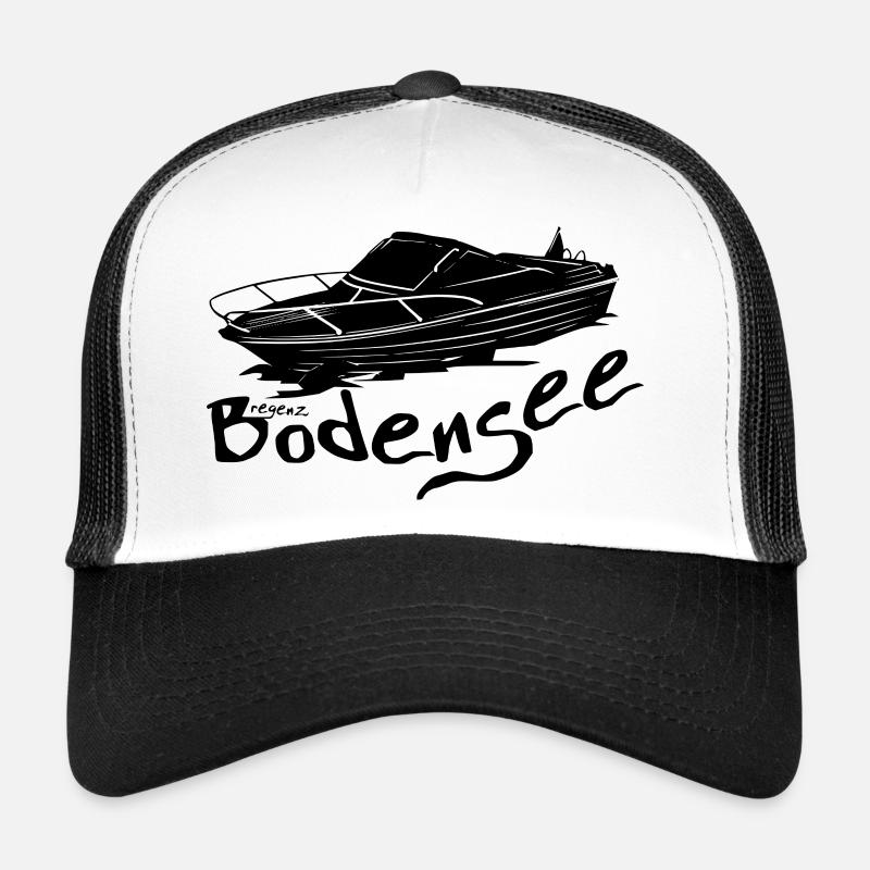 Motorboot schwarz - Trucker Cap - Weiß/Schwarz