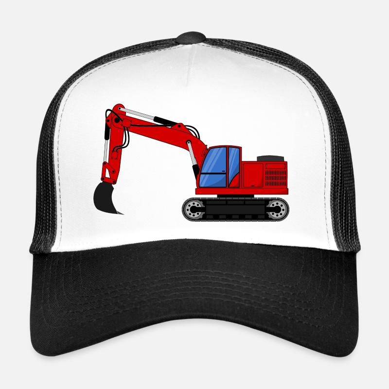 Bagger Baggerfahrzeuge rot - Trucker Cap - Weiß/Schwarz