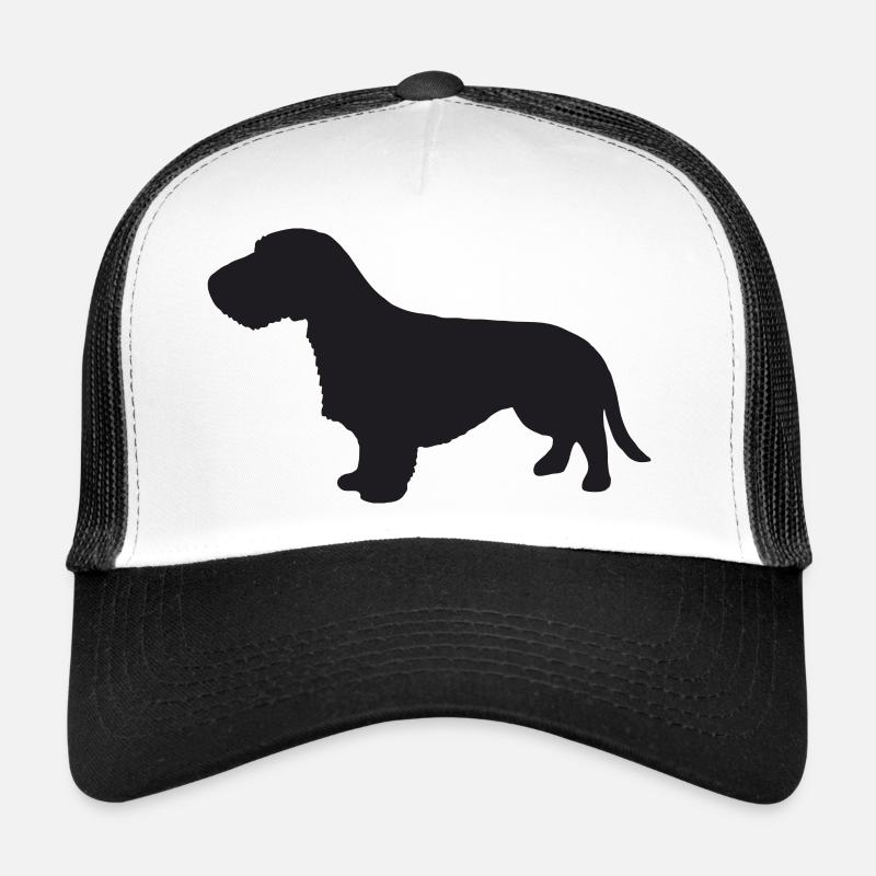 Rauhaardackel Silhouette - Trucker Cap - Weiß/Schwarz