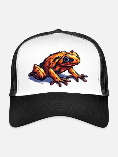 Poison dart frog dans des graphismes rétro pixel cool - Casquette trucker  - blanc/noir - Devant