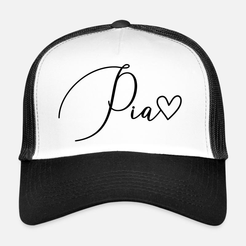 Pia Name Vorname Mädchen - Trucker Cap - Weiß/Schwarz