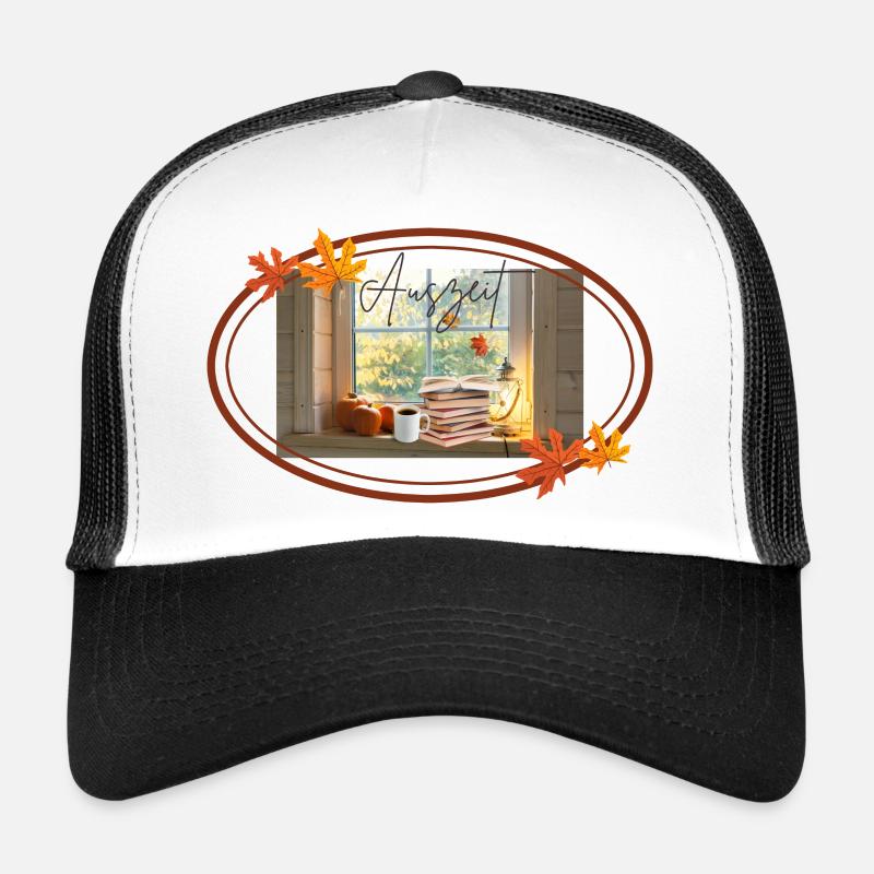 Auszeit Herbstzeit Bücher - Trucker Cap - Weiß/Schwarz