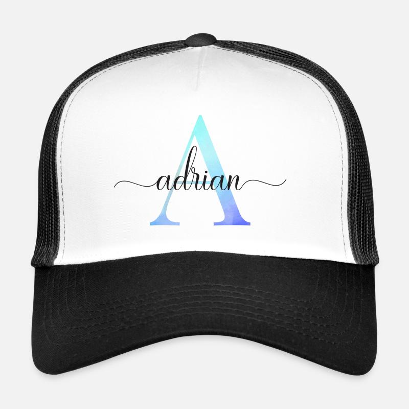 A| Monogramme | Nom | Adrien | Aquarelle Casquette trucker 