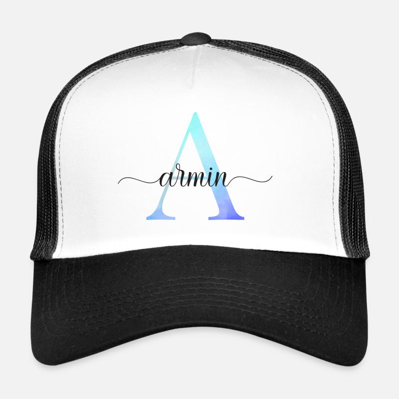 A| Monogram | Name | Armin | Watercolor Trucker Cap