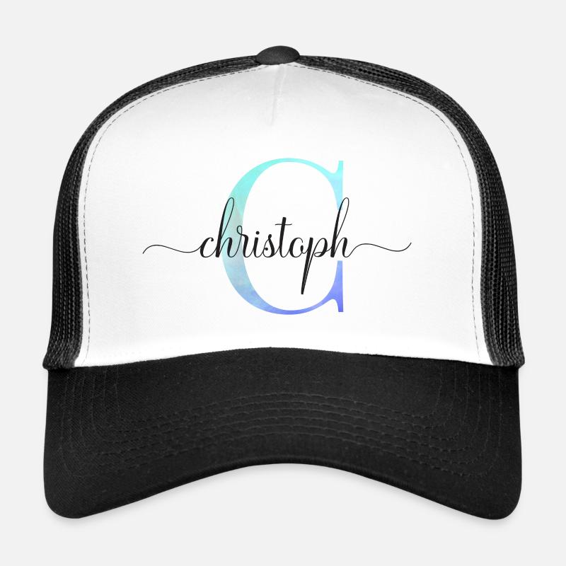 C| Monogram | Name | Christoph | Watercolor Trucker Cap