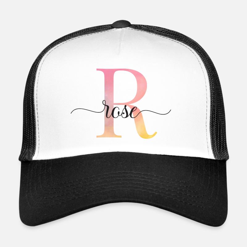 R | Monogramm | Name | Rose |Watercolor Trucker Cap
