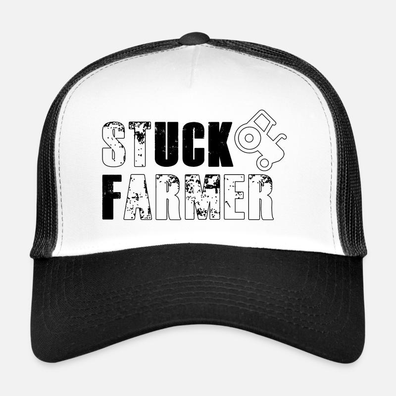 STUCK FARMER OUTLINE BLACK - Trucker Cap - white/black
