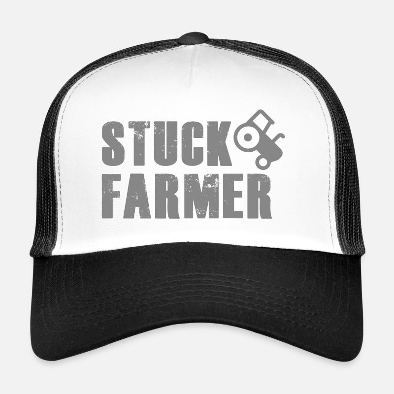 STUCK FARMER DARK GREY - Trucker Cap - white/black