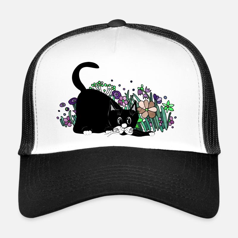 Chat - Casquette trucker  - blanc/noir