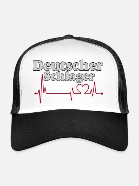 Schlager Party , Schlager Musique , Battement de cœur - Casquette trucker  - blanc/noir - Devant