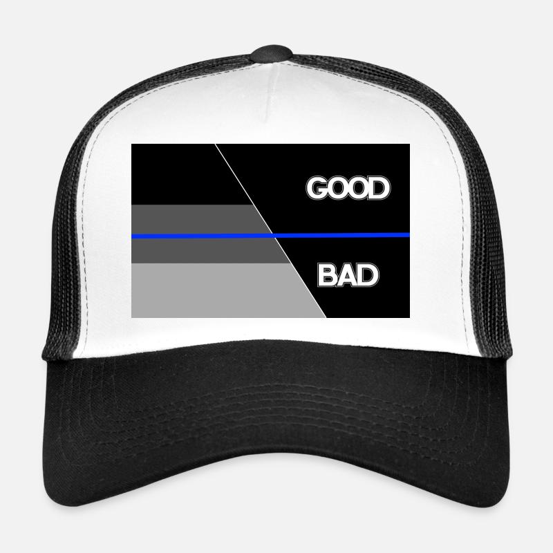 Shadow blueline good bad Trucker Cap