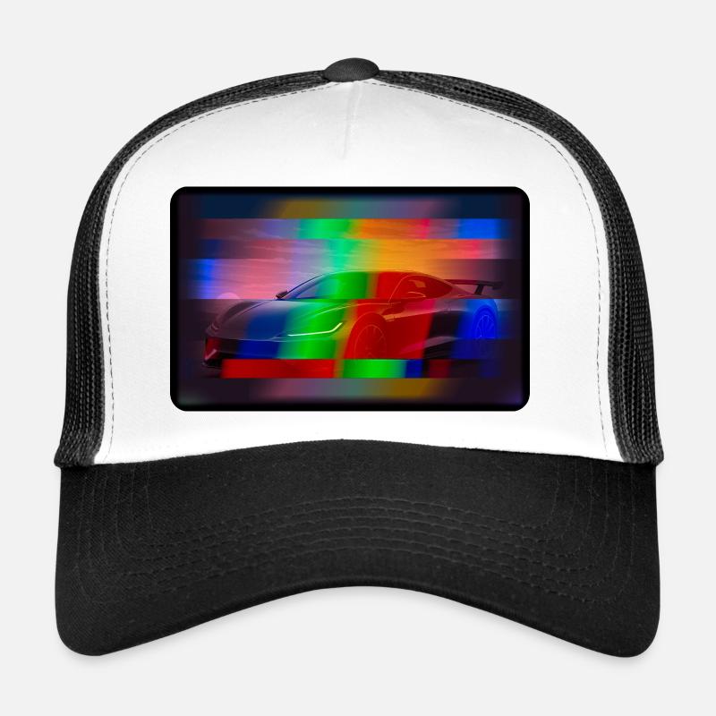 Futuristisches Sportauto mit Regenbogen-Effekt Trucker Cap