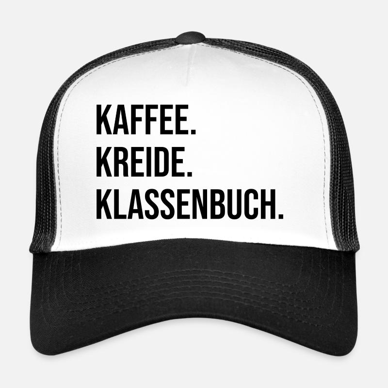 Café. Craie. Registre de classe. Casquette trucker 
