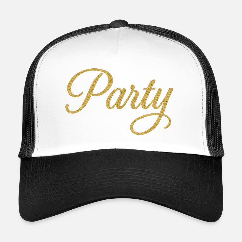 PARTY Script élégant de paillettes d’or pour les célébrations Casquette trucker 