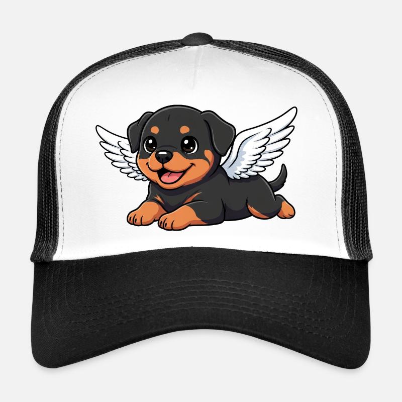 Ange Rottweiler mignon avec des ailes Dessin animé Casquette trucker 