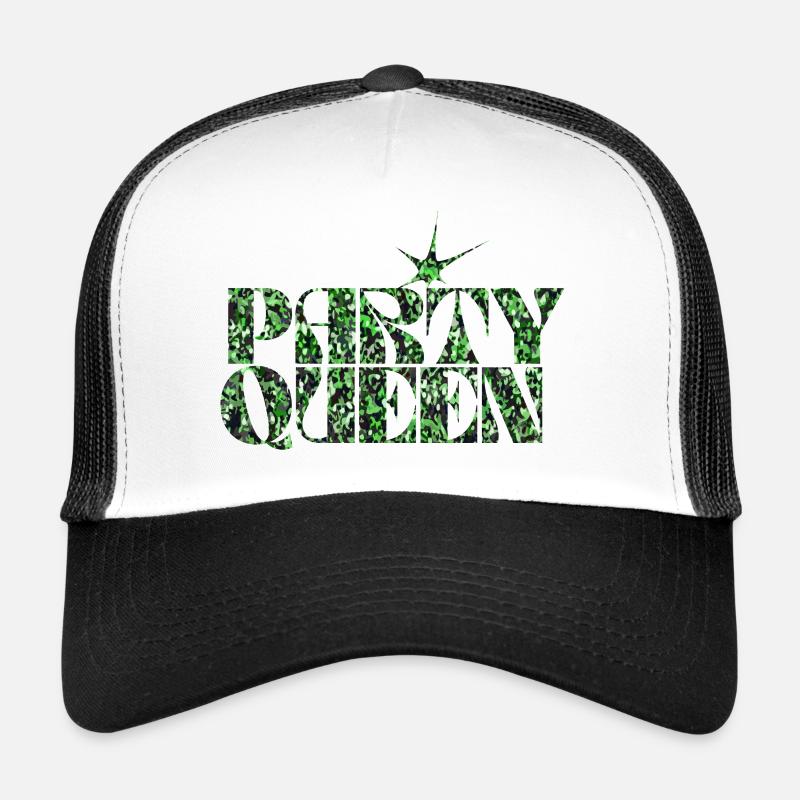 Party Queen Green Glitter Typography Trucker Cap