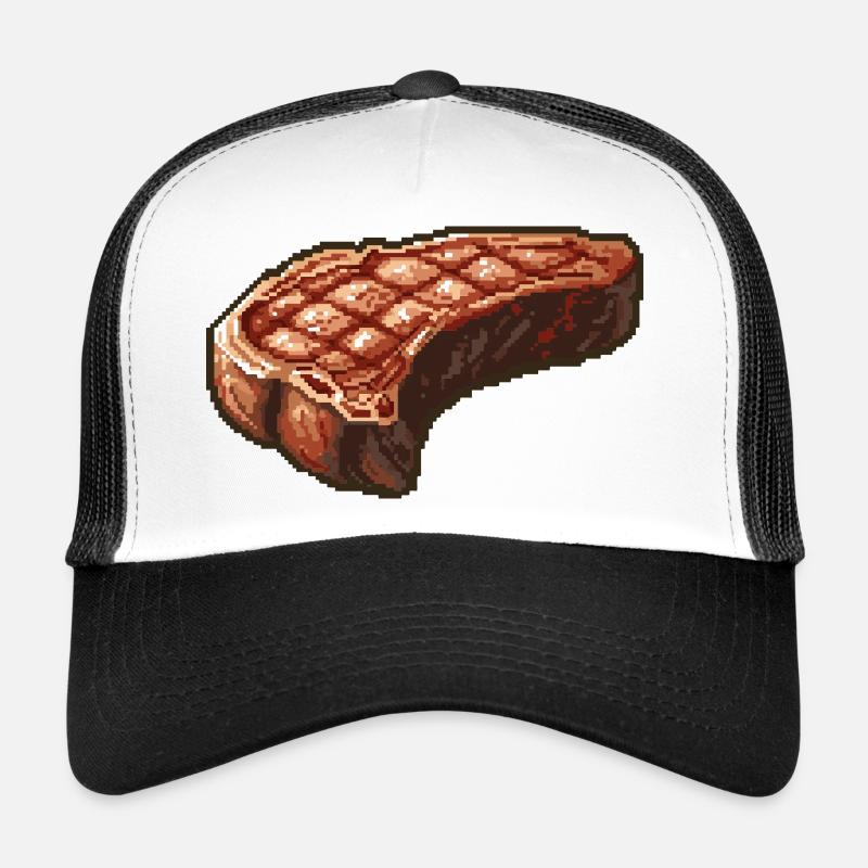 Pixel Steak Retro Grill Art Casquette trucker 
