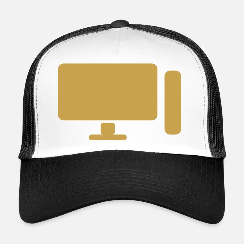 Minimal PC Setup Icon – Gamer Design - Trucker Cap - white/black