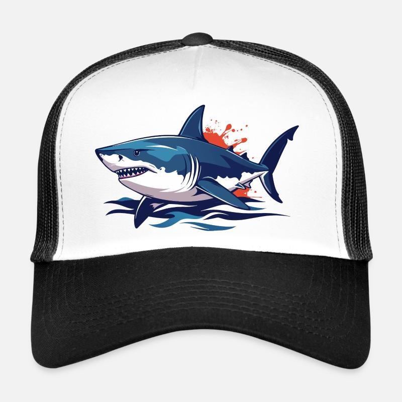 Motif dangereux de sang de requin éclaboussé Casquette trucker 