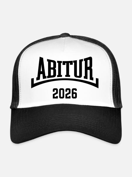 Abitur 2026 (Abiturient / Abi 26 / Konkav / B) - Casquette trucker  - blanc/noir - Devant