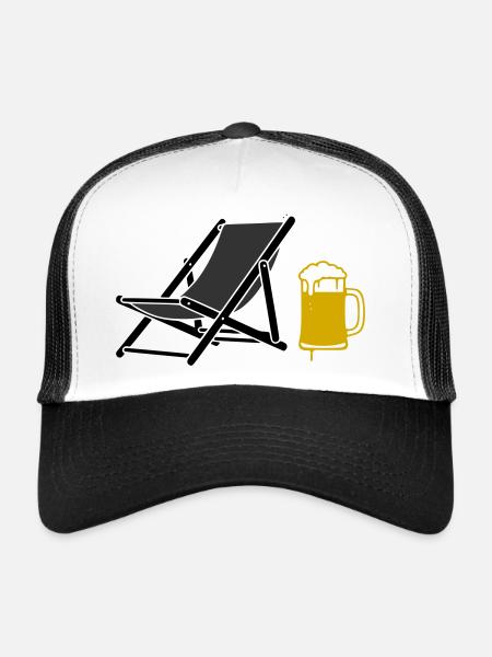 Beach Chair Beer Colored Vector - Trucker Cap - white/black - Front