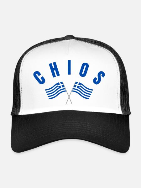 Chios Crossed Greek Flags  - Trucker Cap - white/black - Front