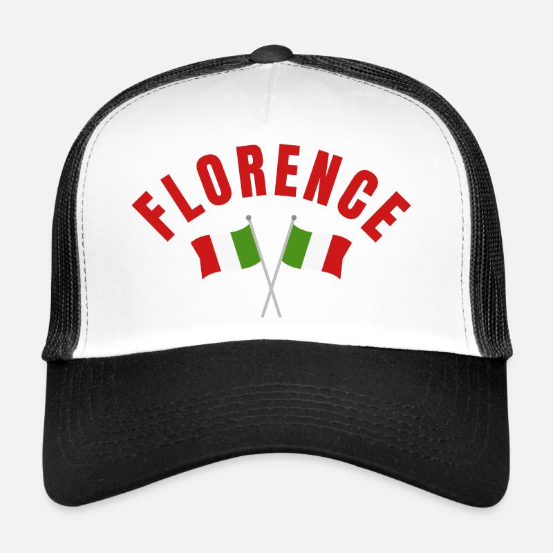 Florence Italian Flagcrest Emblem - Trucker Cap - white/black