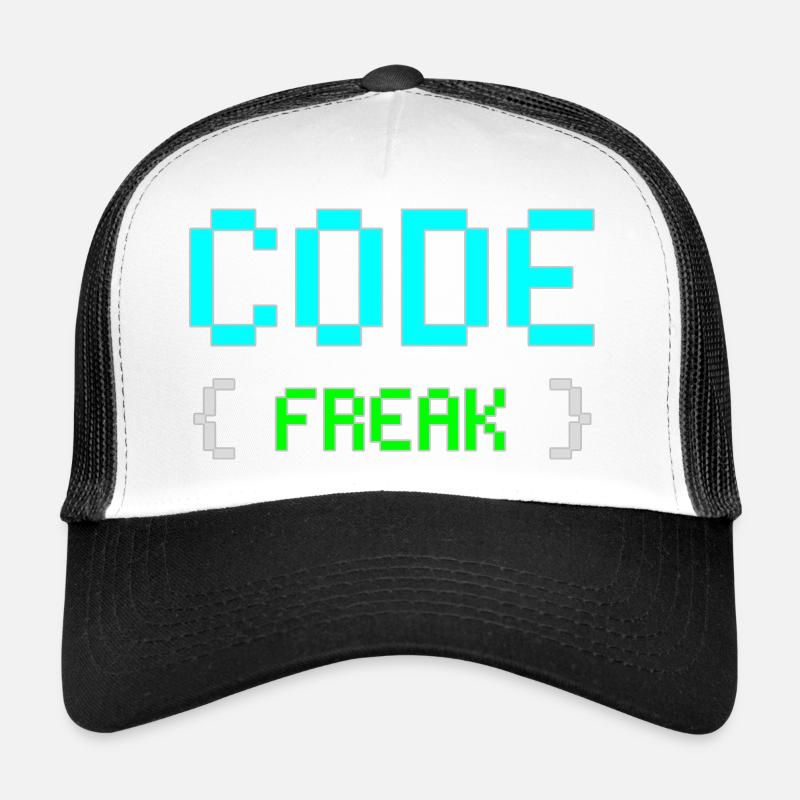 Pixel Code Freak Neon Tee - Trucker Cap - white/black