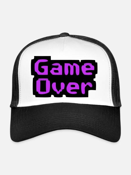 Game Over Pixel Retro - Casquette trucker  - blanc/noir - Devant