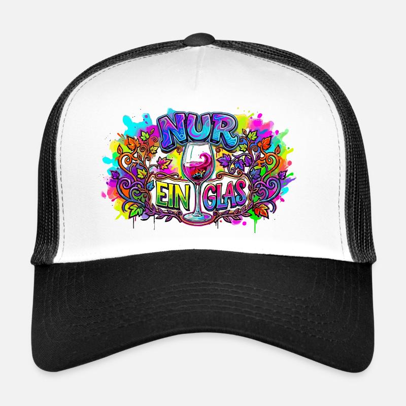 Nur ein Glas – bunte Weinkunst Trucker Cap
