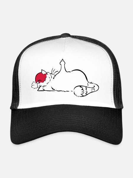 Cat nope no middle finger christmas nope XMAS - Trucker Cap - white/black - Front