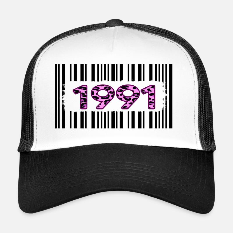 1991 anniversaire code à barres léopard rose fête rétro Casquette trucker 