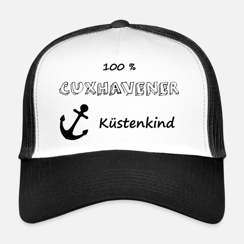 100 % Cuxhavener Küstenkind - Trucker Cap - Weiß/Schwarz