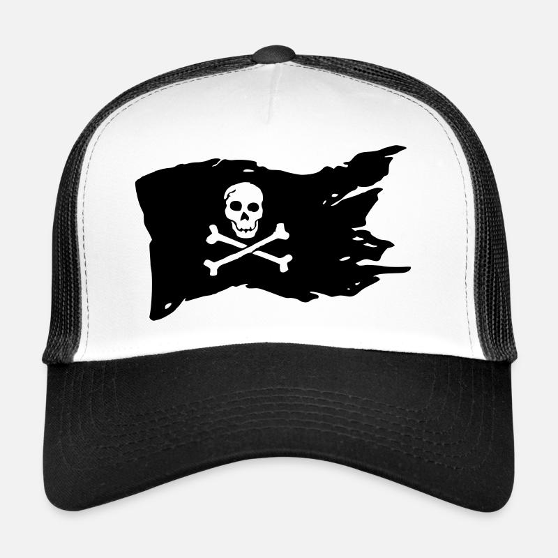Pirat - Trucker Cap - Weiß/Schwarz