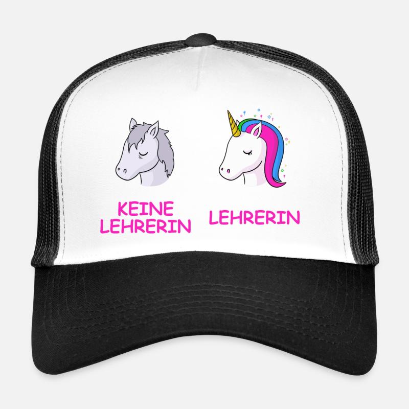 Unicorn Kontrast Lehrerin - Trucker Cap - Weiß/Schwarz