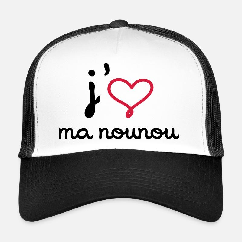 J'aime ma nounou - Casquette trucker  - blanc/noir