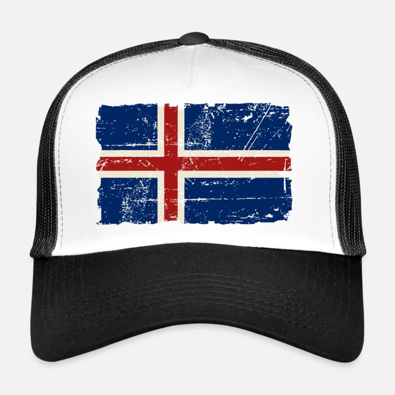 Iceland Vintage Flag - Trucker Cap - Weiß/Schwarz