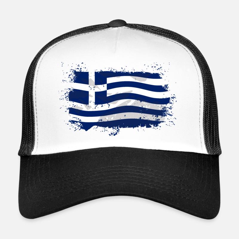 Greece Flag - Trucker Cap - Weiß/Schwarz