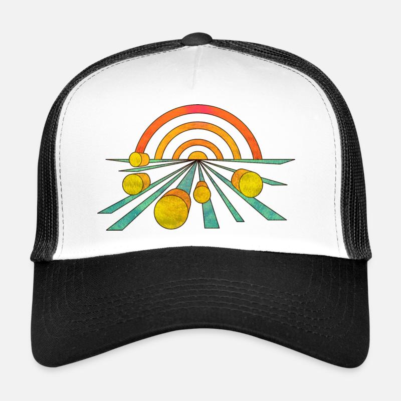 Heu Landschaft Feld Illustration cool retro Trucker Cap