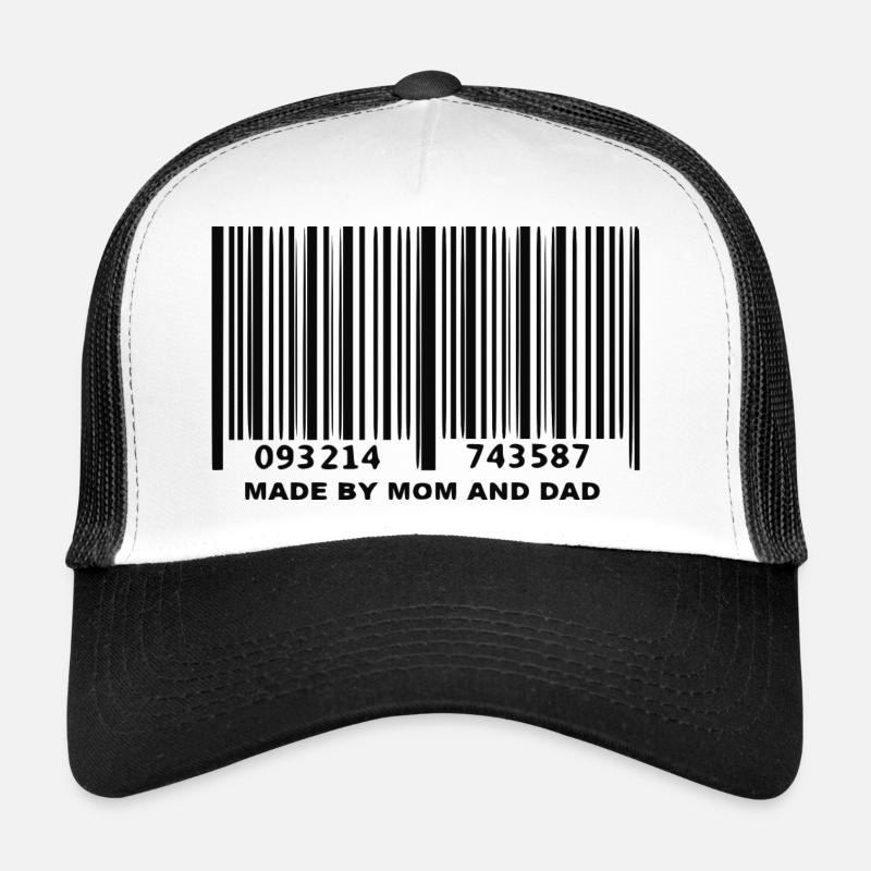 Code à barres maman et papa - Casquette trucker  - blanc/noir