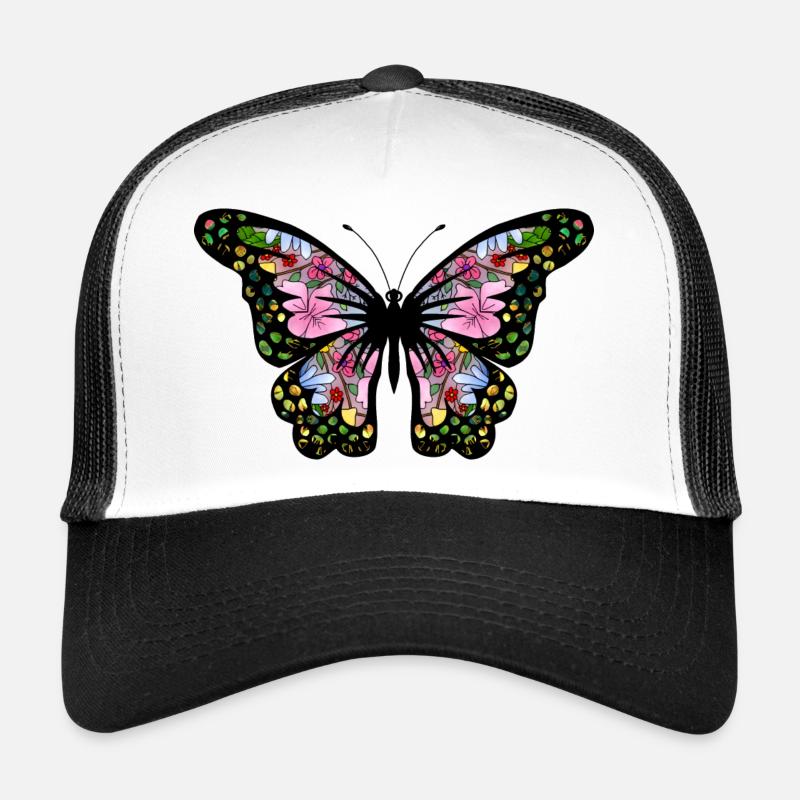 Schmetterling - Trucker Cap - Weiß/Schwarz